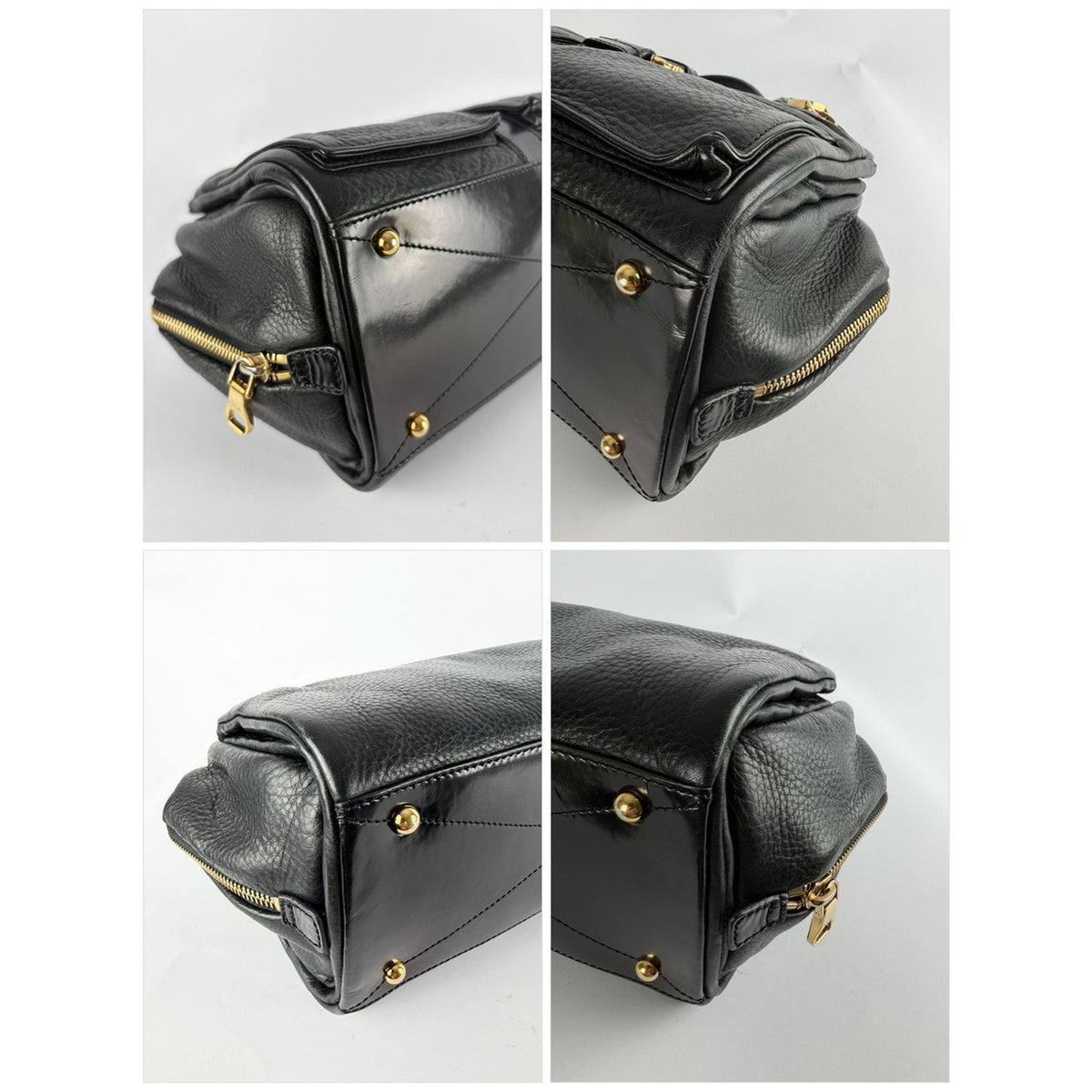 Loewe Laura 26 Bag Black Pebbled Leather Gold Chain Padlock Spain Vevers