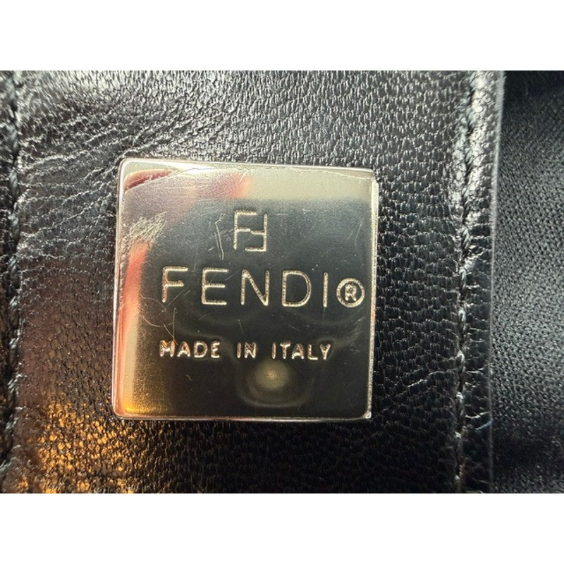 Fendi Mamma Baguette Black Jersey Hobo Shoulder Bag FF Buckle Silver Hardware