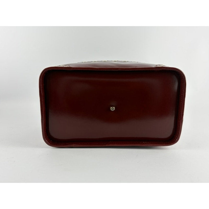 Valextra Burgundy Polished Calfskin Vanity Case Box Bag with Mirror & Strap