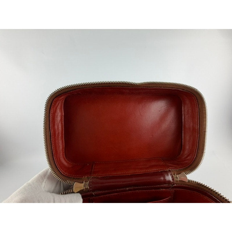 Valextra Burgundy Polished Calfskin Vanity Case Box Bag with Mirror & Strap