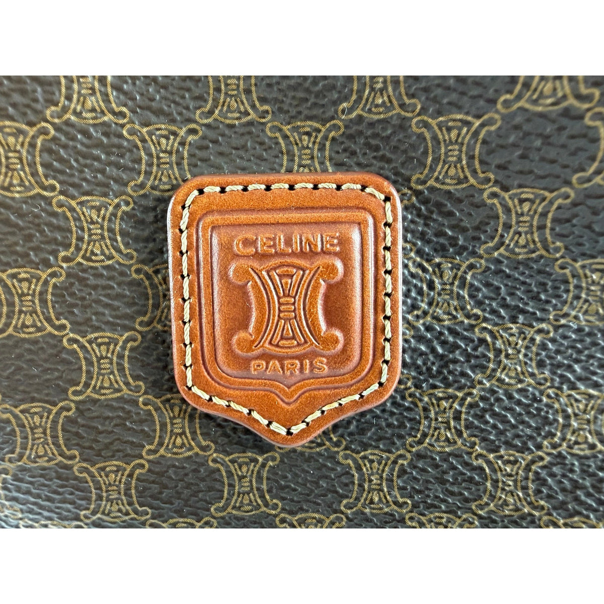Celine Vintage Macadam Dome Satchel in Brown & Tan