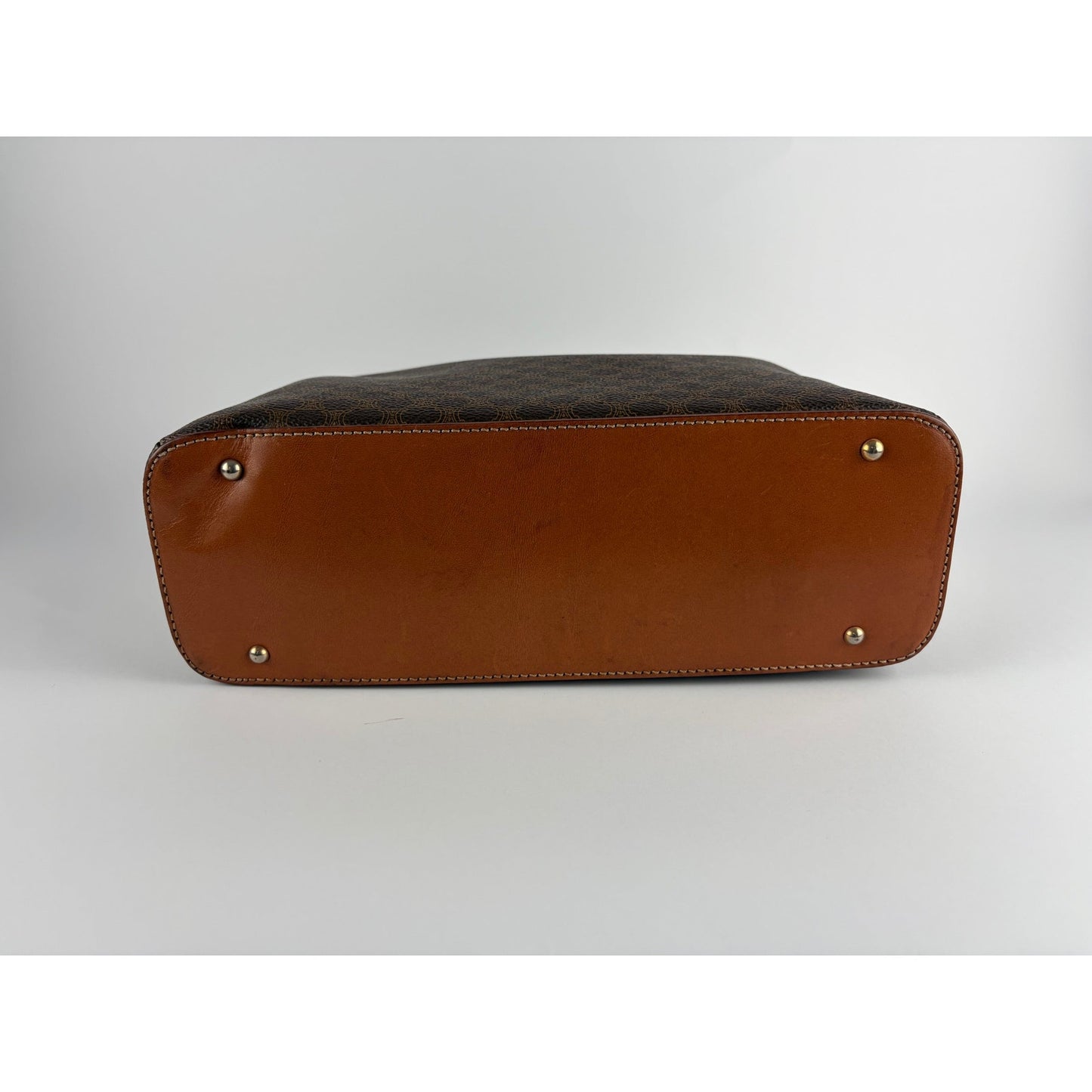 Celine Vintage Macadam Dome Satchel in Brown & Tan