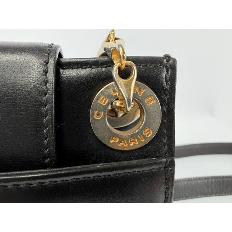 Céline Circle Logo Chain Shoulder Bag — Black Calfskin, Vintage