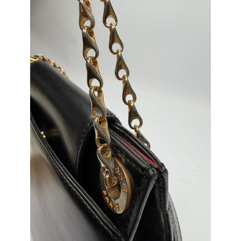 Céline Circle Logo Chain Shoulder Bag — Black Calfskin, Vintage
