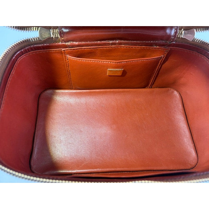 Valextra Burgundy Polished Calfskin Vanity Case Box Bag with Mirror & Strap
