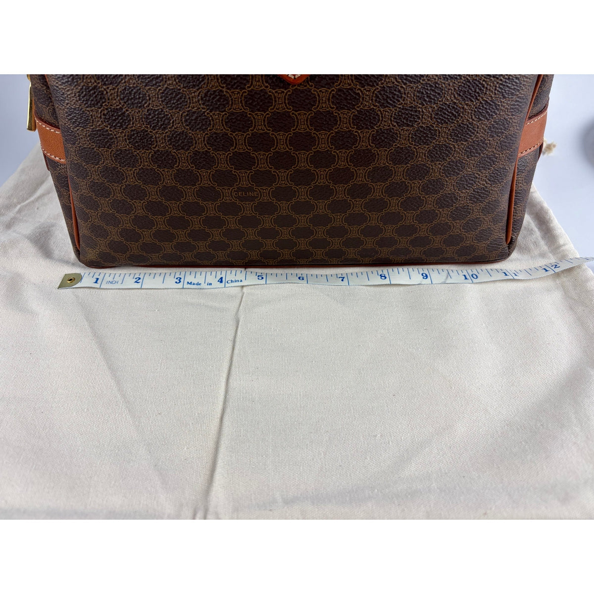 Celine Vintage Macadam Dome Satchel in Brown & Tan