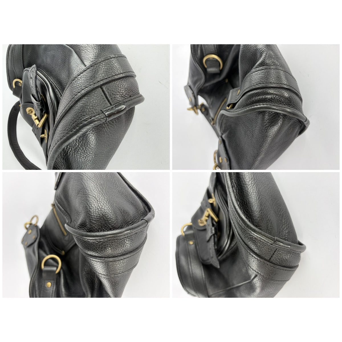 Mulberry Vintage Emmy Black Grained Leather Shoulder Bag Brass Hardware Twin Turnlock