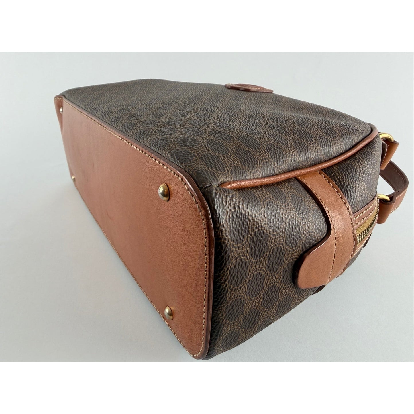 Celine Vintage Macadam Dome Satchel in Brown & Tan