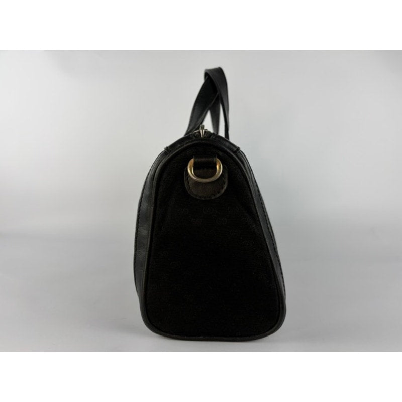 GUCCI Vintage Black GG Canvas Sherry Line Web Boston Bag w/ Strap