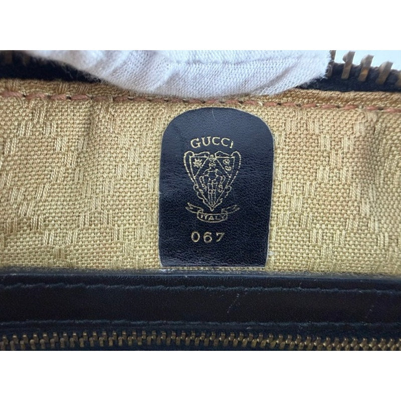 GUCCI Vintage Black GG Canvas Sherry Line Web Boston Bag w/ Strap