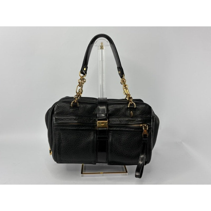 Loewe Laura 26 Bag Black Pebbled Leather Gold Chain Padlock Spain Vevers