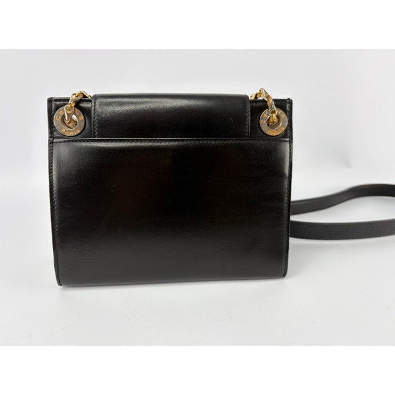 Céline Circle Logo Chain Shoulder Bag — Black Calfskin, Vintage