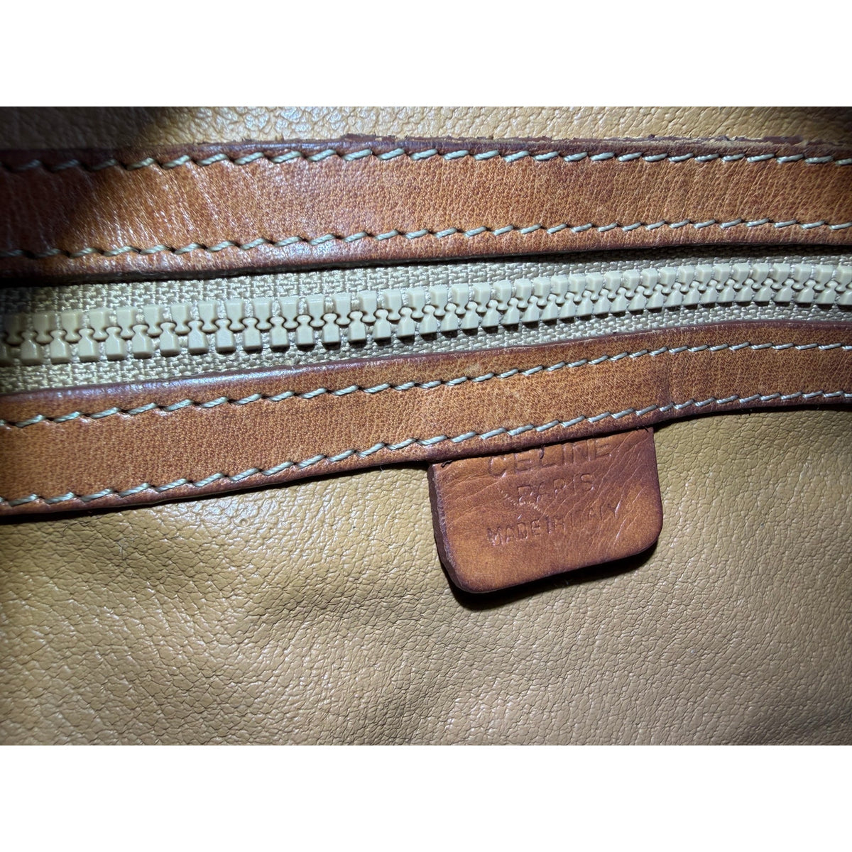 Celine Macadam Drawstring Bucket Bag Brown Coated Canvas Crossbody Vintage