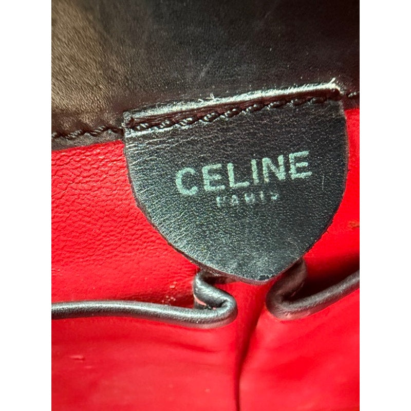 Céline Circle Logo Chain Shoulder Bag — Black Calfskin, Vintage