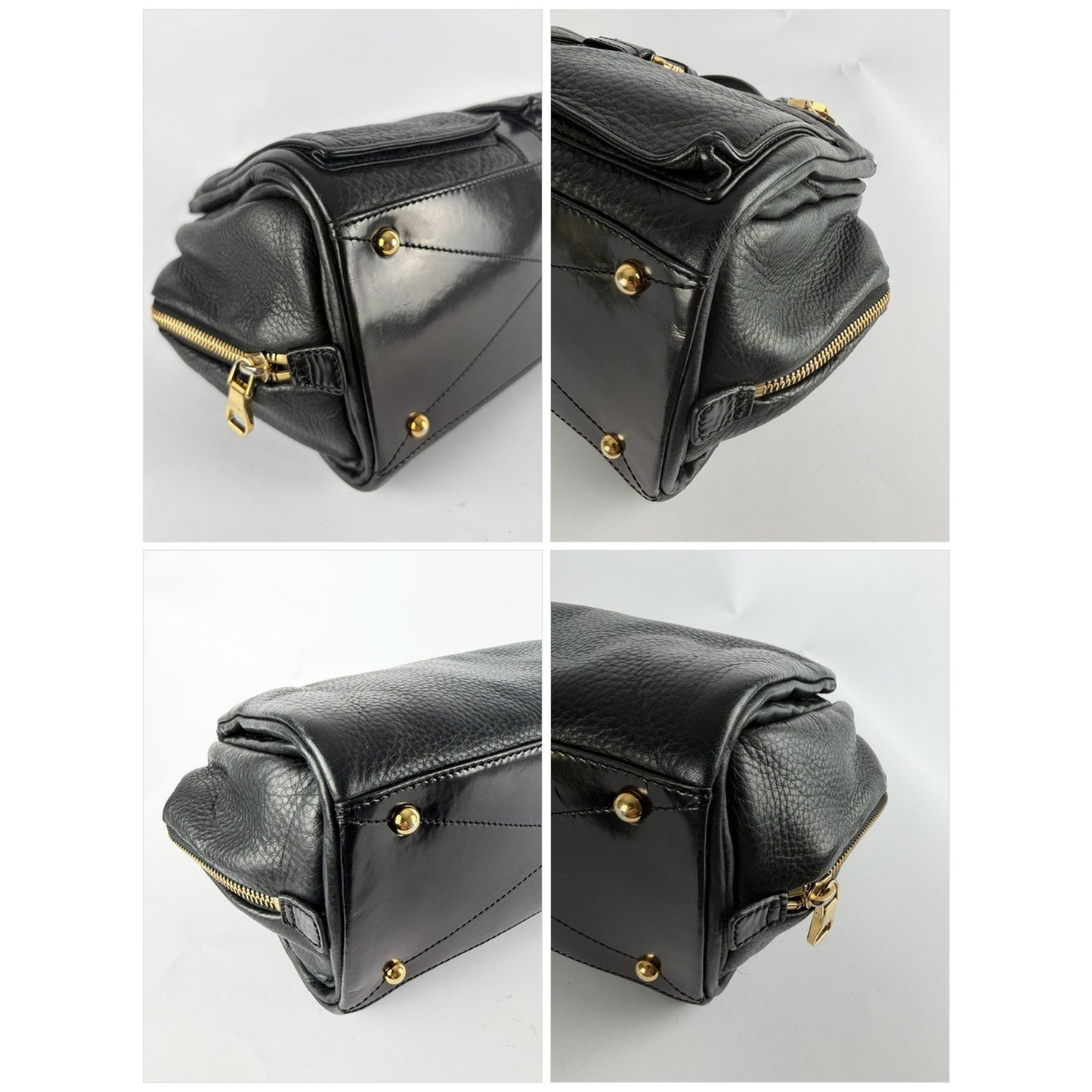 Loewe Laura 26 Bag Black Pebbled Leather Gold Chain Padlock Spain Vevers