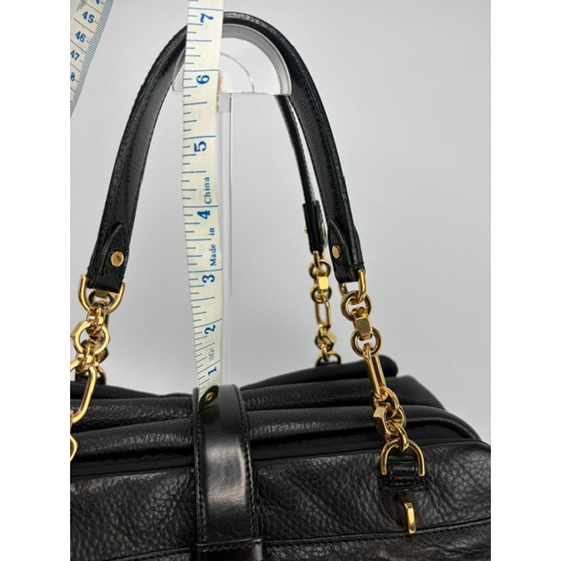 Loewe Laura 26 Bag Black Pebbled Leather Gold Chain Padlock Spain Vevers
