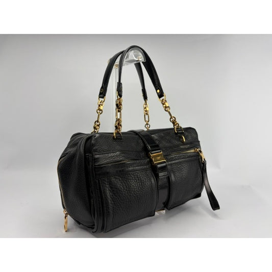 Loewe Laura 26 Bag Black Pebbled Leather Gold Chain Padlock Spain Vevers