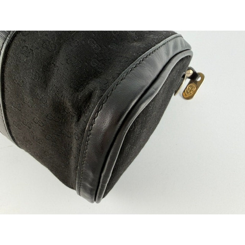 GUCCI Vintage Black GG Canvas Sherry Line Web Boston Bag w/ Strap