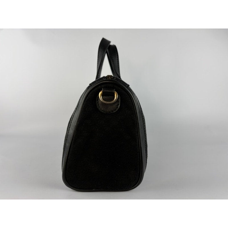 GUCCI Vintage Black GG Canvas Sherry Line Web Boston Bag w/ Strap