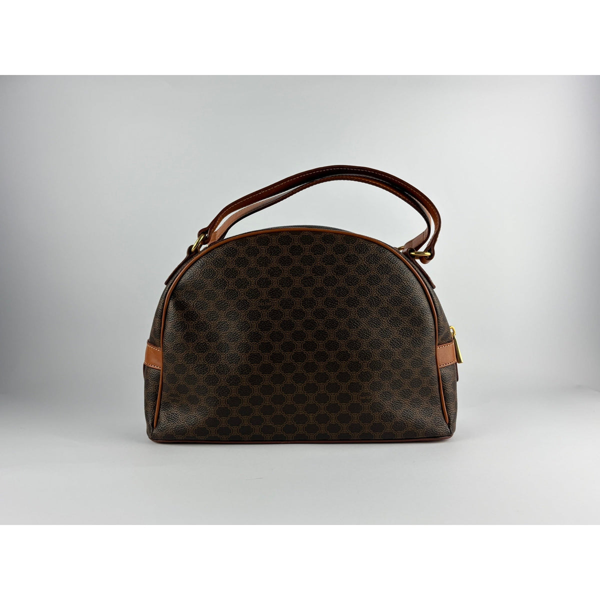 Celine Vintage Macadam Dome Satchel in Brown & Tan