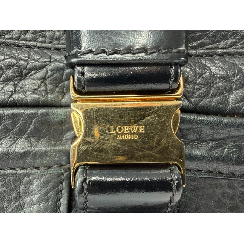 Loewe Laura 26 Bag Black Pebbled Leather Gold Chain Padlock Spain Vevers
