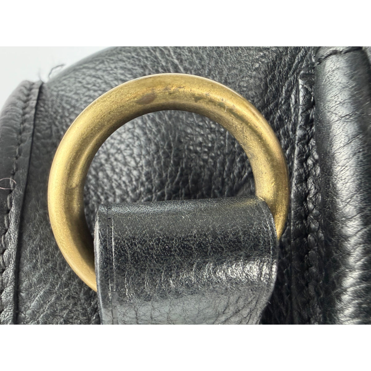 Mulberry Vintage Emmy Black Grained Leather Shoulder Bag Brass Hardware Twin Turnlock