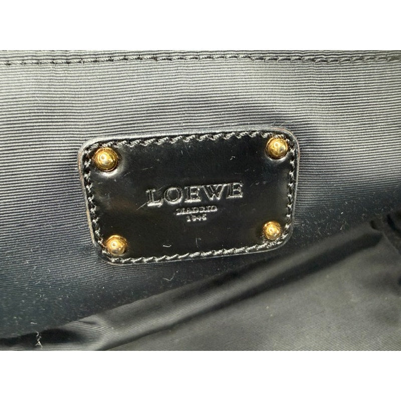 Loewe Laura 26 Bag Black Pebbled Leather Gold Chain Padlock Spain Vevers