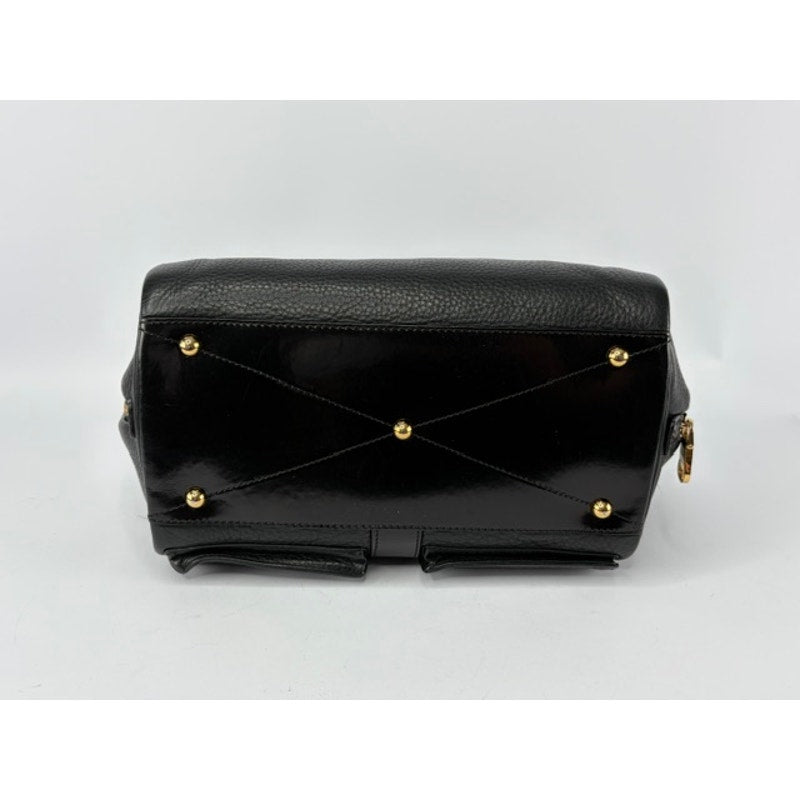 Loewe Laura 26 Bag Black Pebbled Leather Gold Chain Padlock Spain Vevers
