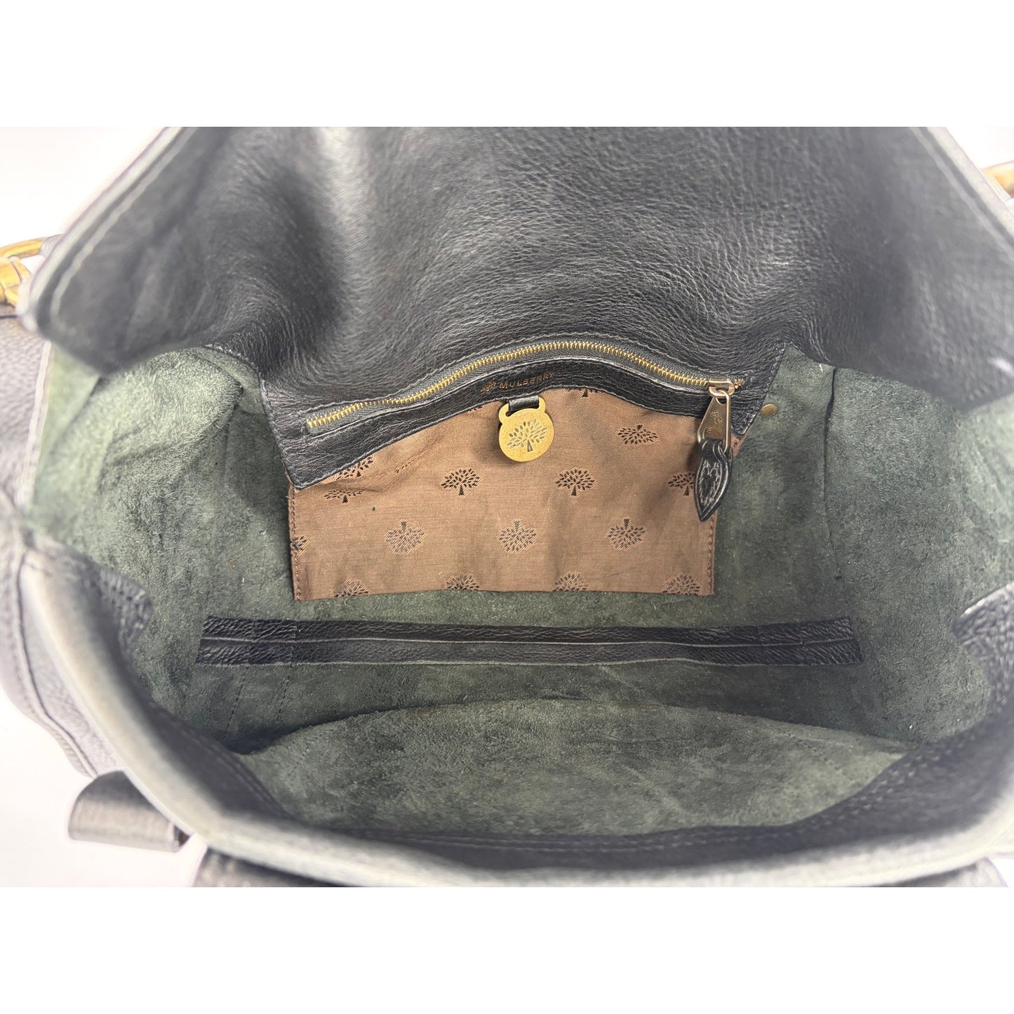 Mulberry Vintage Emmy Black Grained Leather Shoulder Bag Brass Hardware Twin Turnlock
