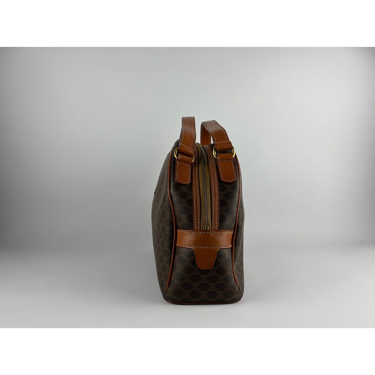 Celine Vintage Macadam Dome Satchel in Brown & Tan