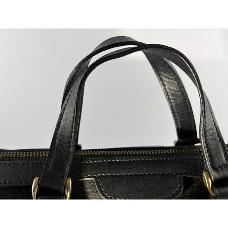 GUCCI Vintage Black GG Canvas Sherry Line Web Boston Bag w/ Strap