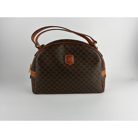 Celine Vintage Macadam Dome Satchel in Brown & Tan